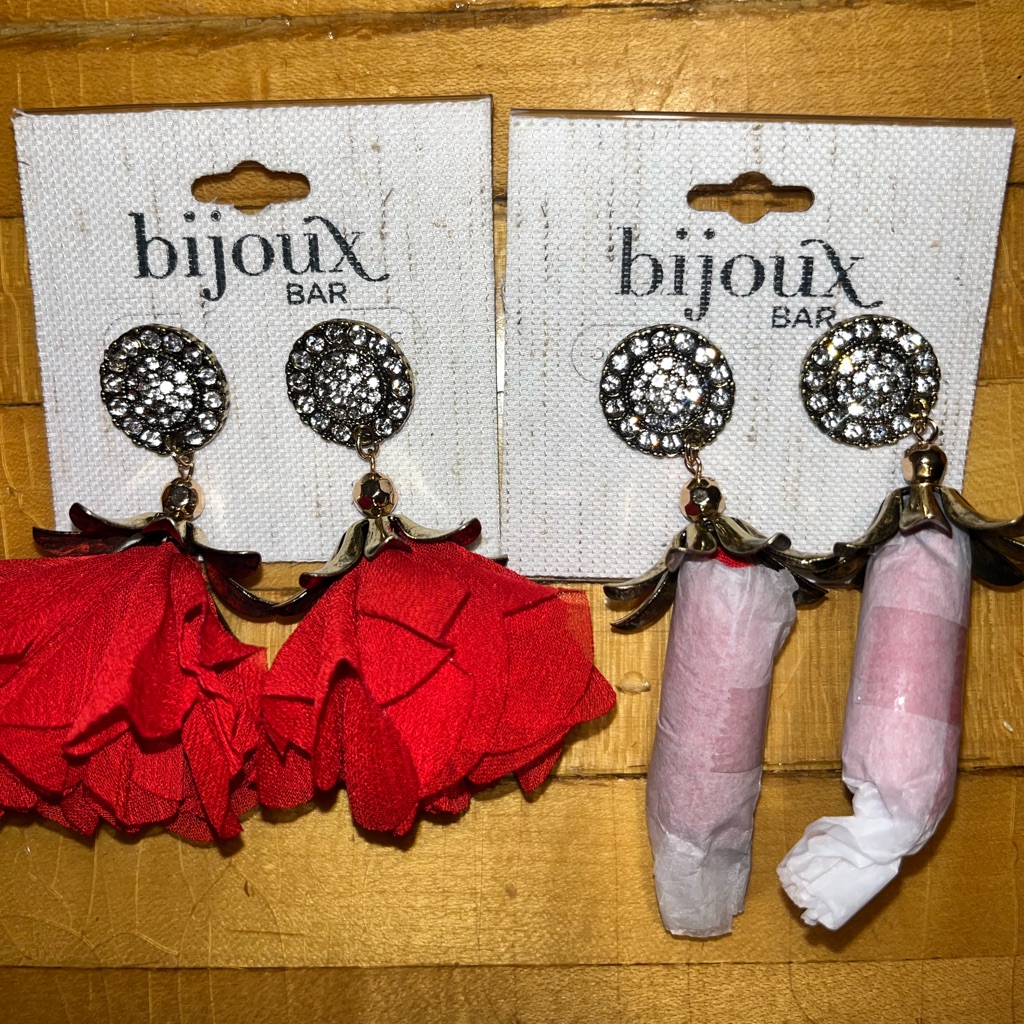 Bijoux Bar Red Flower Earrings Bundle Of 2 New